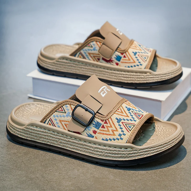 

Men's Summer Outdoor Anti-Slip Comfortable Soft Bottom Sandals One-Strap Slippers Casual Sports Beach Shoes for Youth