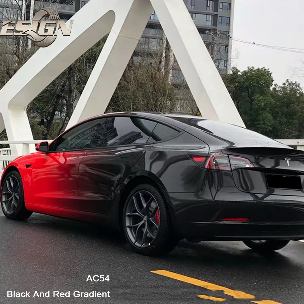 AC54 Vinyl-Abdeckfolie mit schwarzem und rotem Farbverlauf für Autoverpackungen