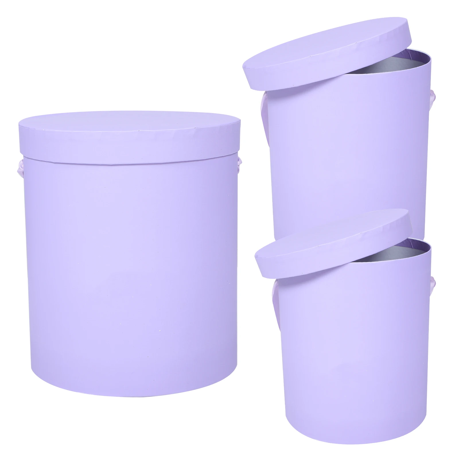 

3pcs Round Flower Box Cylindrical Bouquet Packaging Birthday Wedding Gift Arrangements Cardboard Bucket Florist Home Decor