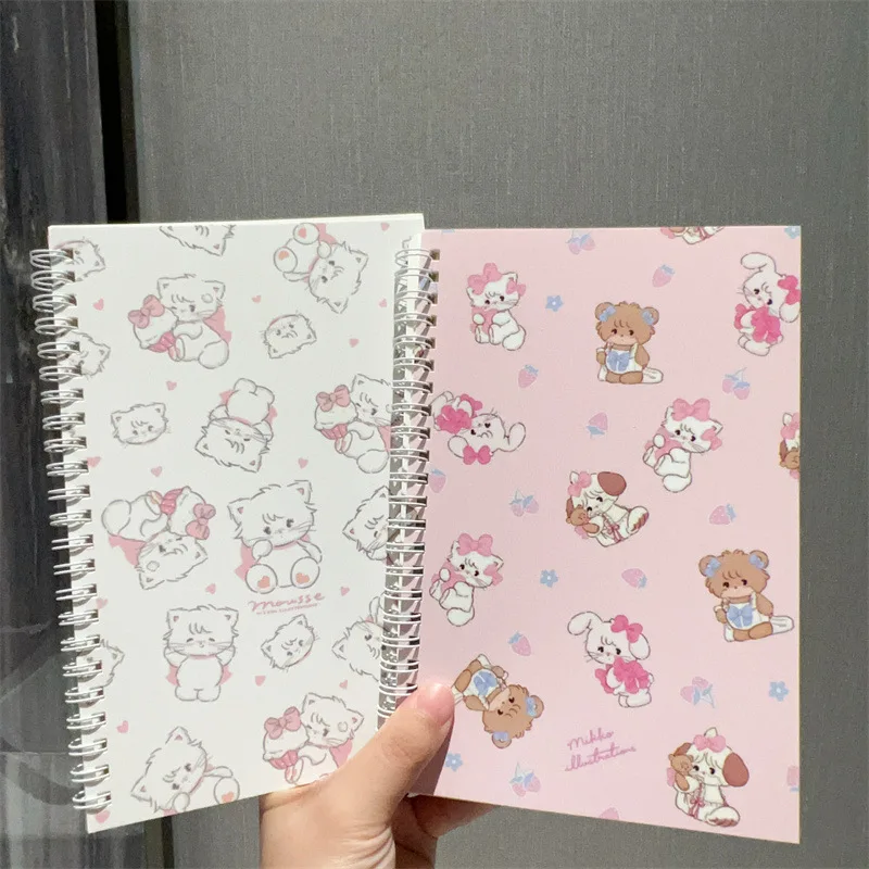 4pcs Cute Kawaii Cartoon Patterns Mikko A5 Coil Notebook Student Notebook Student Learning Stationery Children'S Gift Wholesale