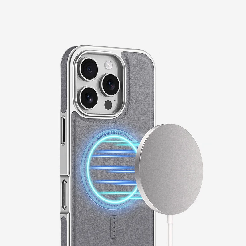 Сильный магнитный кожаный чехол для телефона для Iphone 17, 16, 15, 14, 13, Pro Max 16Pro 15Pro, гальванический чехол для телефона, ощущение кожи, чехол