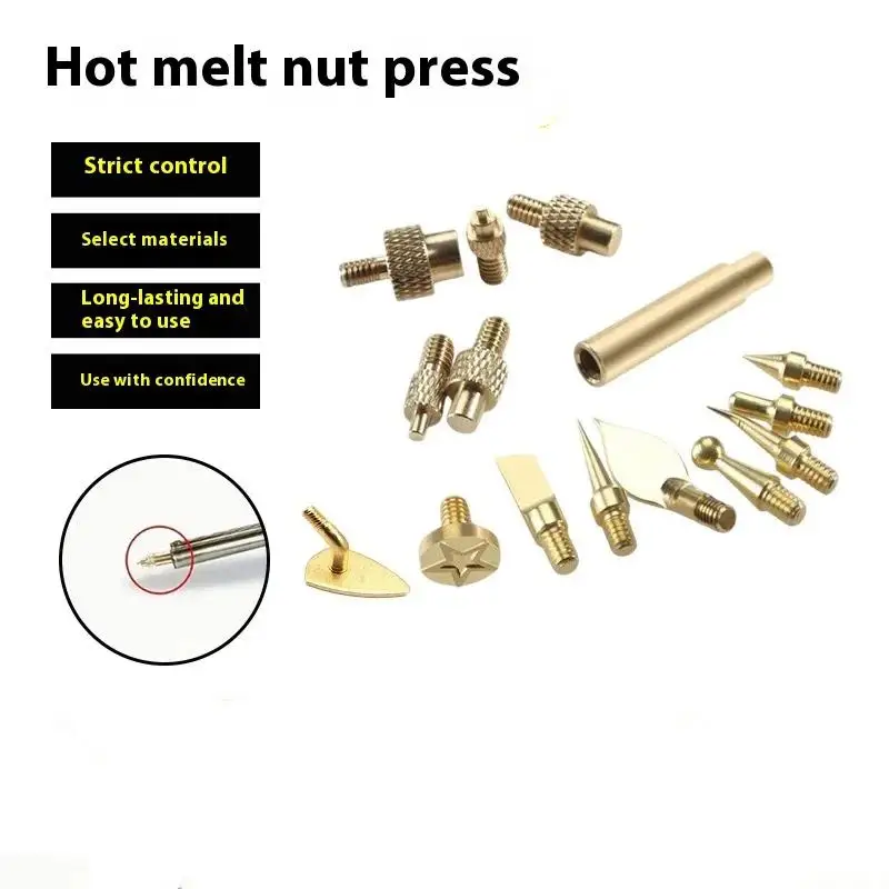 【W3】7/9/10Pcs Heat Insert Nut Iron Tip M2 M3 M4 M5 M6 M8 Brass Thread Embedded Kit Tool For Plastic 3D Printer Soldering Iron