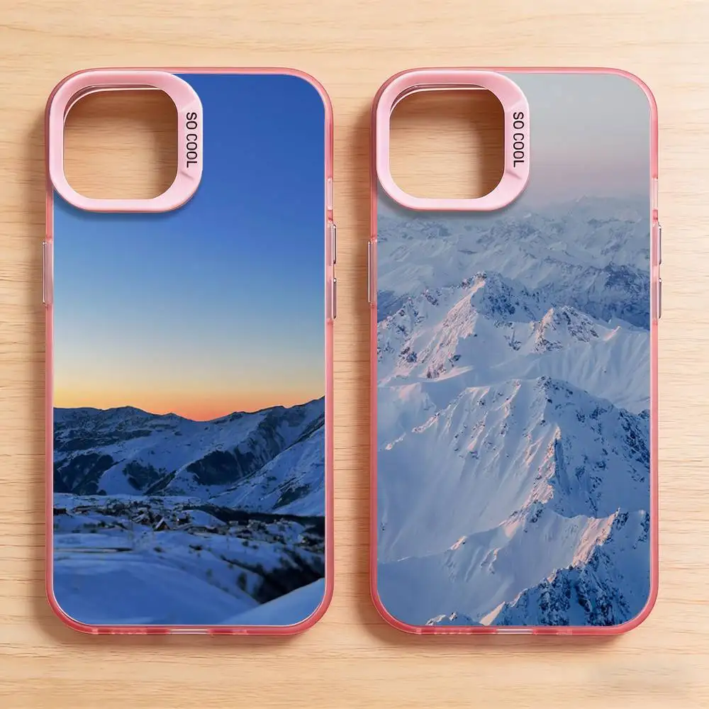 

Snow Mountain Sunrise Scenery Phone Case for iPhone 17 16 Pro Plus X XS Max Air Mini 15 14 Soft Shockproof Cover