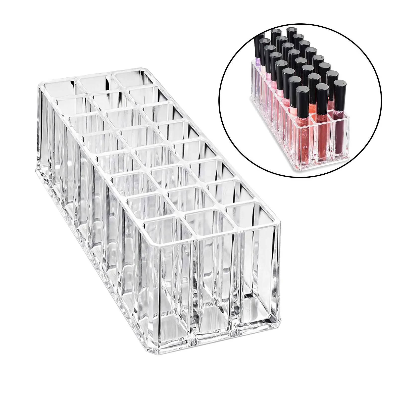 24 Slots Lipstick Holder Display Transparent Makeup Holder Compact Cosmetic