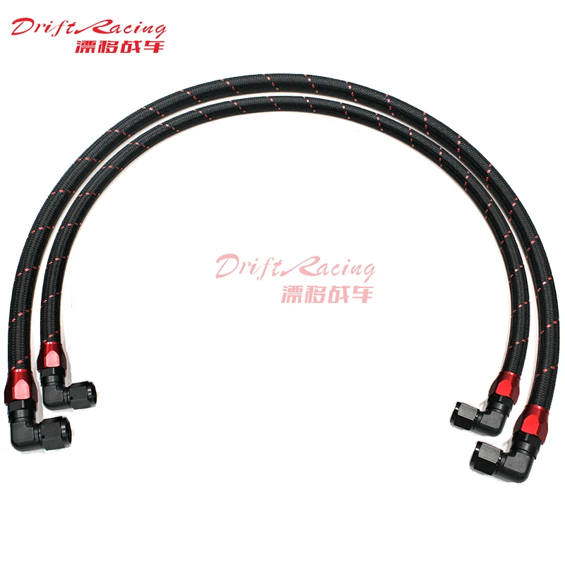 AN10  1M/1.2M Stainless Steel Brained Oil Hose Line Hose Tube With  2pcs 90Degree Swivel Hose End Forged joint Fitting Installed