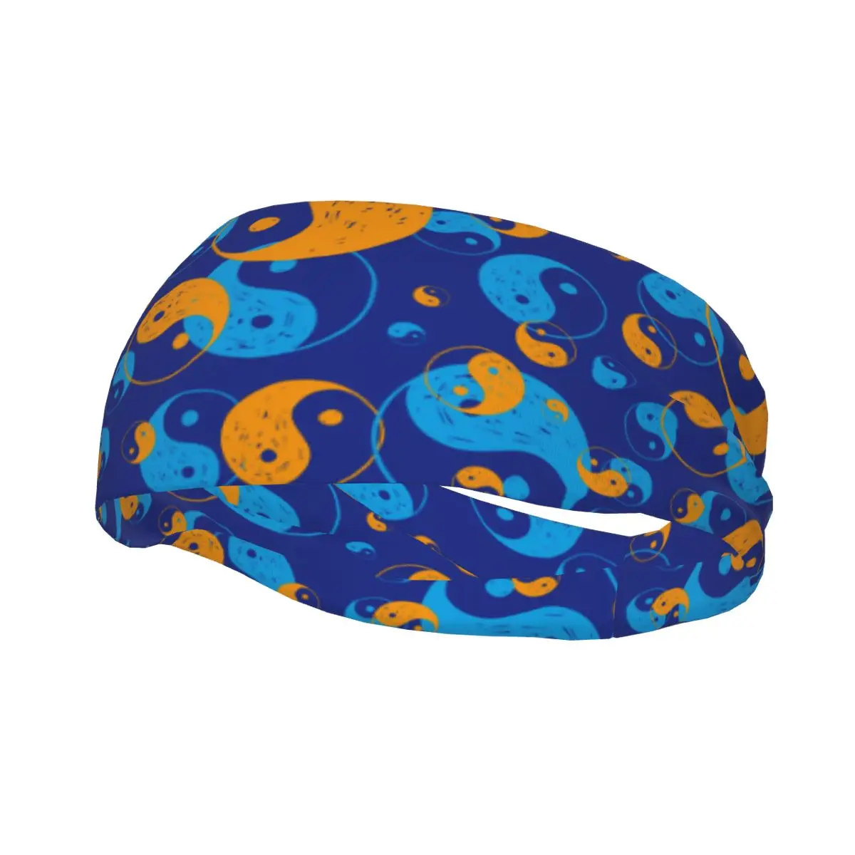 

Sports Headband Yin Yang Yellow Blue Pattern Fitness Sweatband Absorbent Cycling Jog Hair Bandage