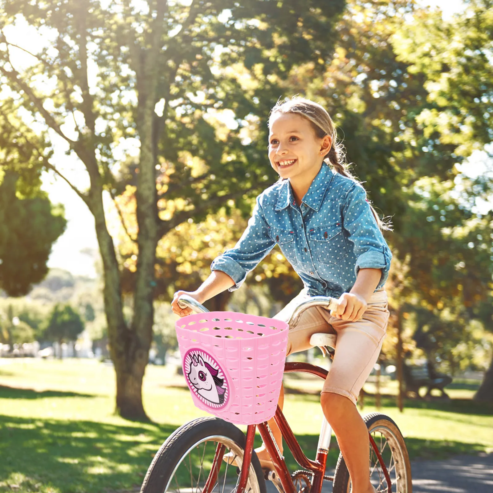 

Kids Basket Plastic Storage Container for Children Bicycles H Box Lightweight Durable Outdoor Riding Accessories Foldable