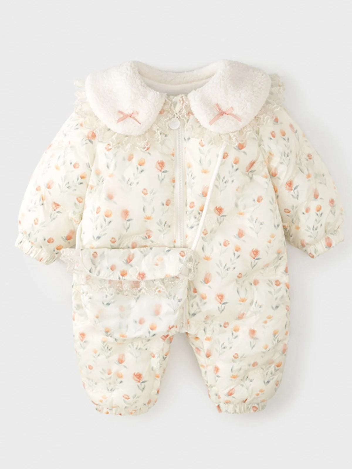 

Thiened Cotton Rer Suit for Newborn Girls Autumn Winter Outwear Warm Cute Home And Outdoor Clothes Long Sve Sets