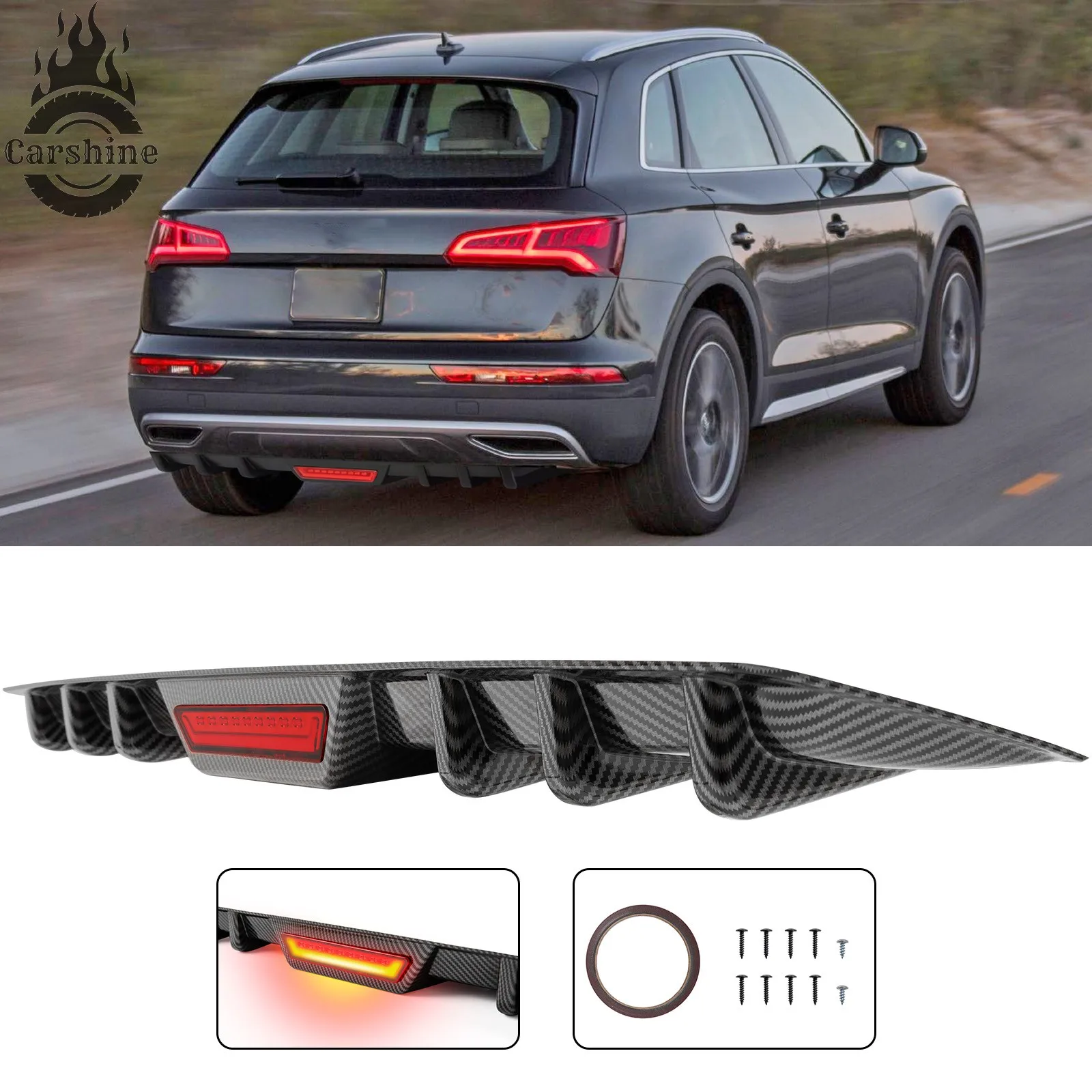 

Диффузор заднего бампера из карбона, спойлер, стоп-сигнал для Jeep Cherokee