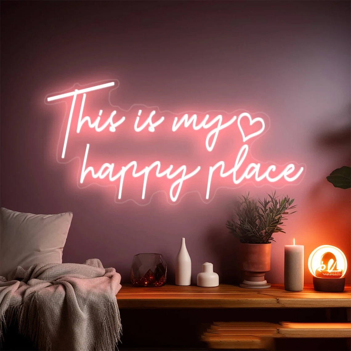 This is My Happy Place Neon Sign Bedroom College Dorm Neon Decor Aesthetic Home Neon Sign Gift Idea