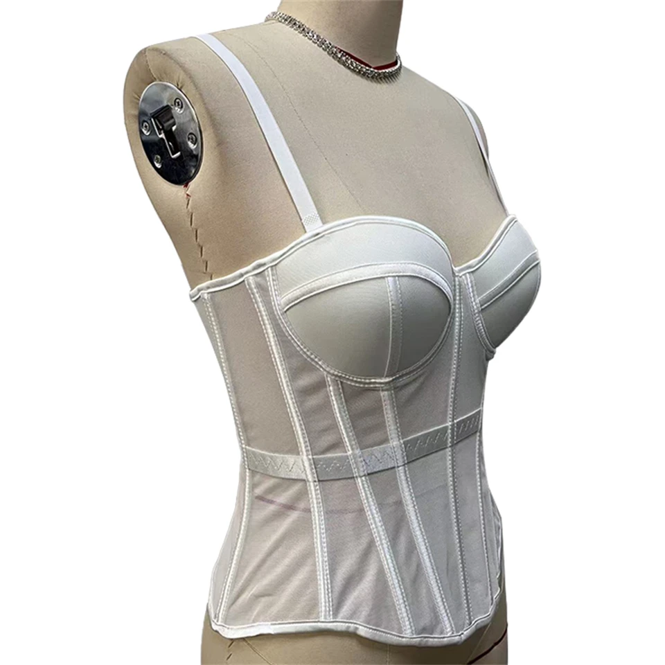 Becirzet Elegantes Formgebendes Sexy Spitzenkorsett Damen-Bustier Taillentrainer Schlankes Crop-Top Körperformer Mehrfarbiger Fischgräten-BH – Detail 21
