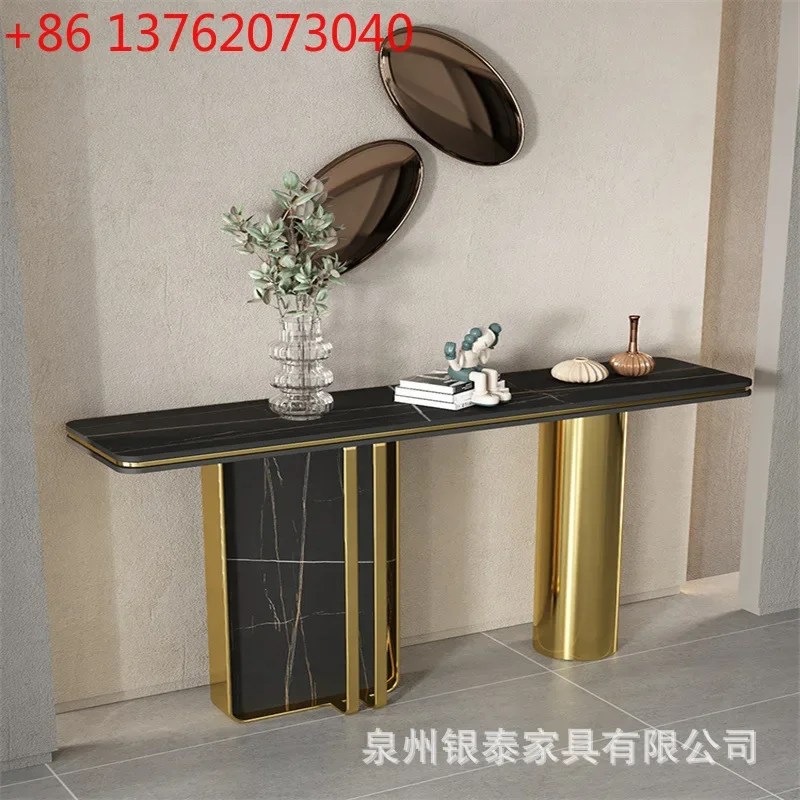 TTLight luxury Italian marble against the wall rock slab case metal entrance cabinet