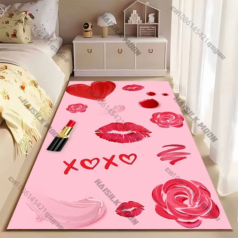 Love beauty romance lipstick art carpet Yoga living room room decor children's crawling mat doormat area rug games mat