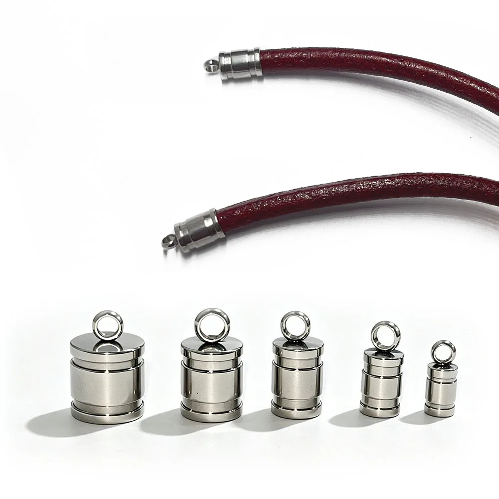 

20 Pcs Stainless Steel End Cap Leather Rope End Buckle Hanging Hole Suitable for 2/3/4/5/6mm Rope Bracelet Connector Accessories