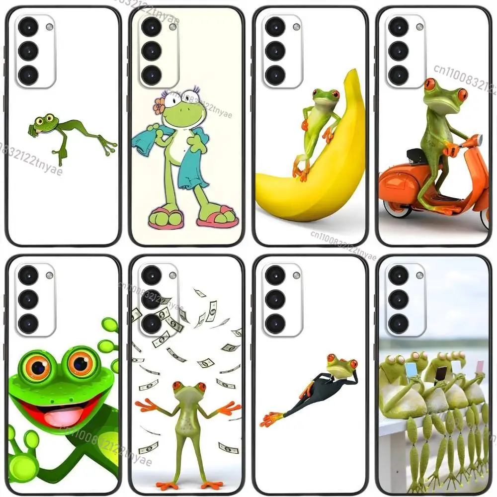 

Cute Funny Frog Phone Case For Samsung Galaxy A20,21s,22,31,32,52,53,72,73,80,91 Soft Liquid Silicone Black Cover