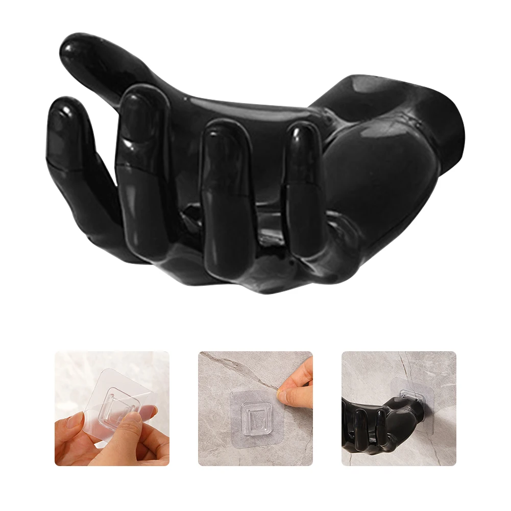 Resin Wall Hooks Self Adhesive Hand Shape Palm Shaped Hook Multifunctional Key Headphone Storage Rack for Home Bathroom Kitchen