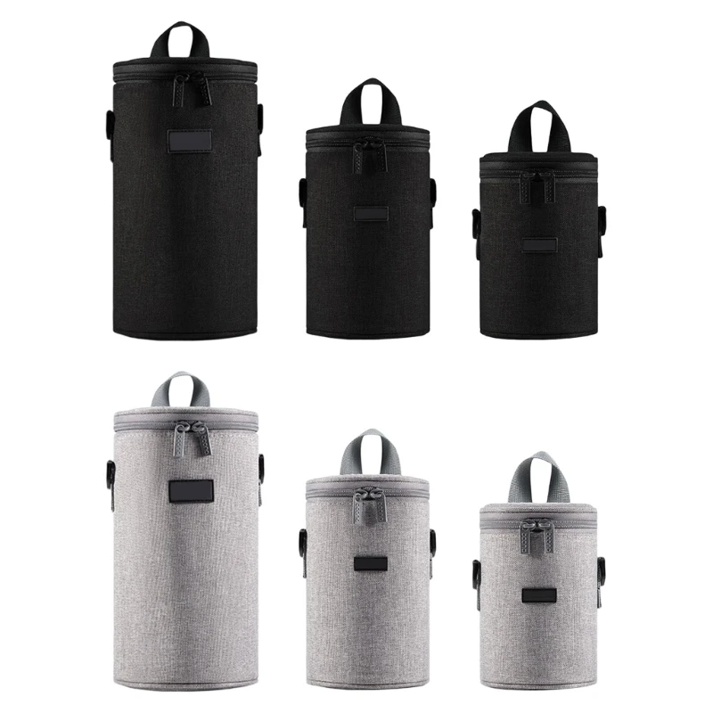  Soft Lined Cylinder Bag for Safeguarding Camera Lenses During Travel Transport