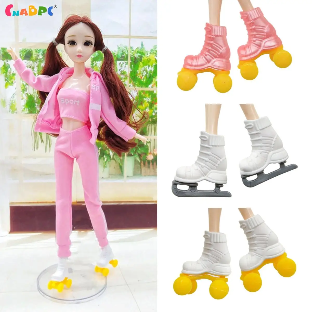 1Pair Mini Roller Skate For 30cm Doll 1:6 Dollhouse Miniature Flat Skates Shoes Kids Pretend Play Toys Dolls Accessories