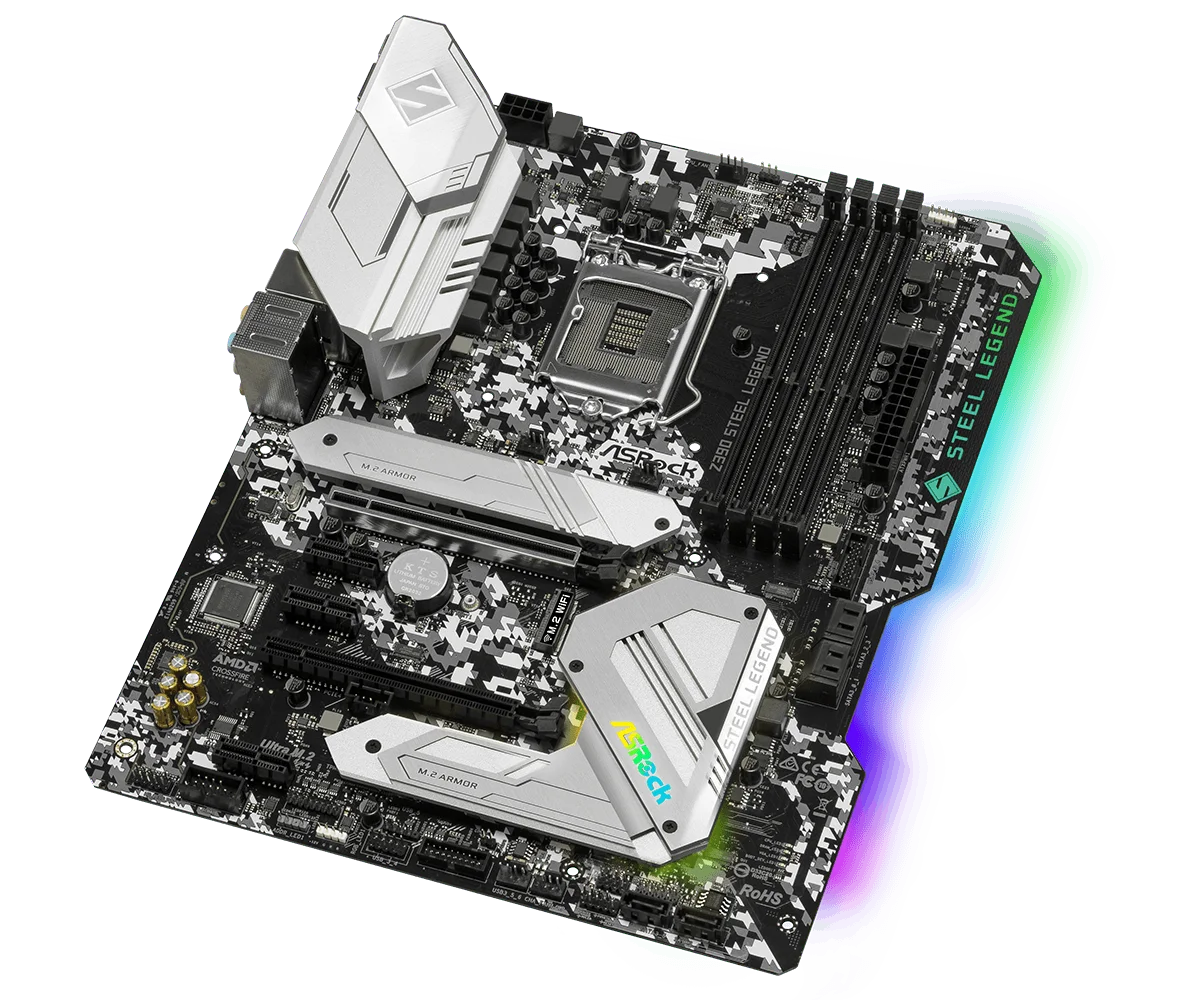 Imagem -04 - Asrock-placa-mãe Z390 Aço Lenda Lga 1151 Intel Z390 x M.2 Atx Suporte 8700 9400f 9600 8400 8300 9900 Cpu Ddr4