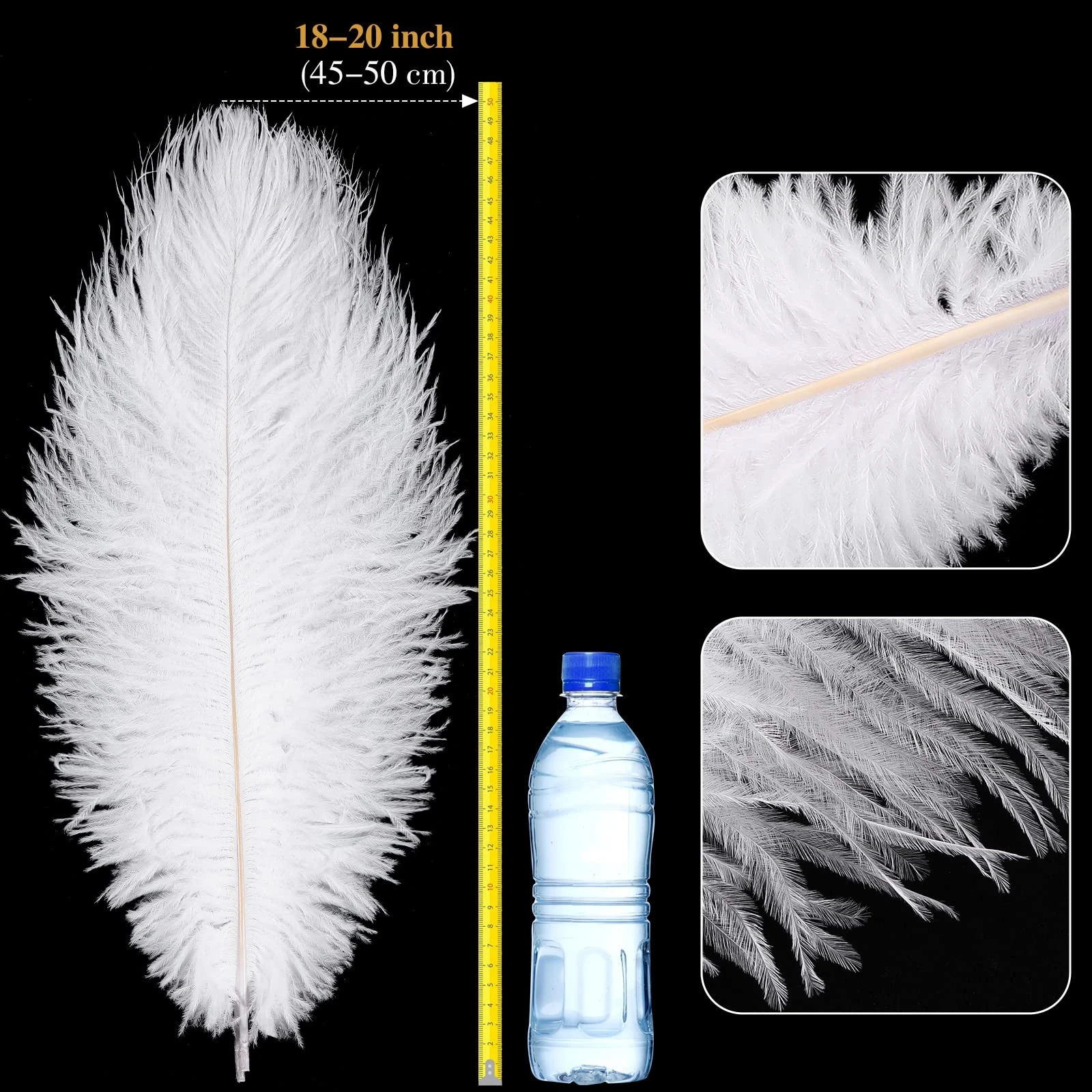 الأبيض 45-50 سنتيمتر ريش النعام أعمدة كبيرة الطبيعية لزهرية حفل زفاف محور ديكورات المنزل ريشة لوازم الحرفية #3