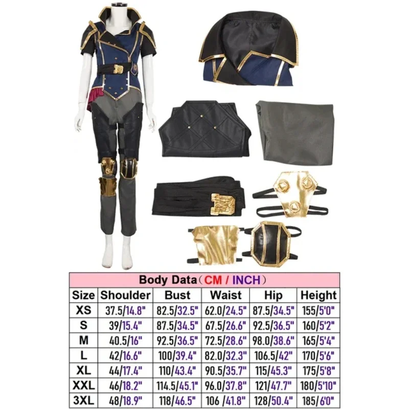 Arcane Vi 코스프레 판타지 보안관 모자 의류 애니메이션 게임 LoL 2 의상 변장 성인 여성 롤플레잉 판타지아 의상c;8,k'5;h.