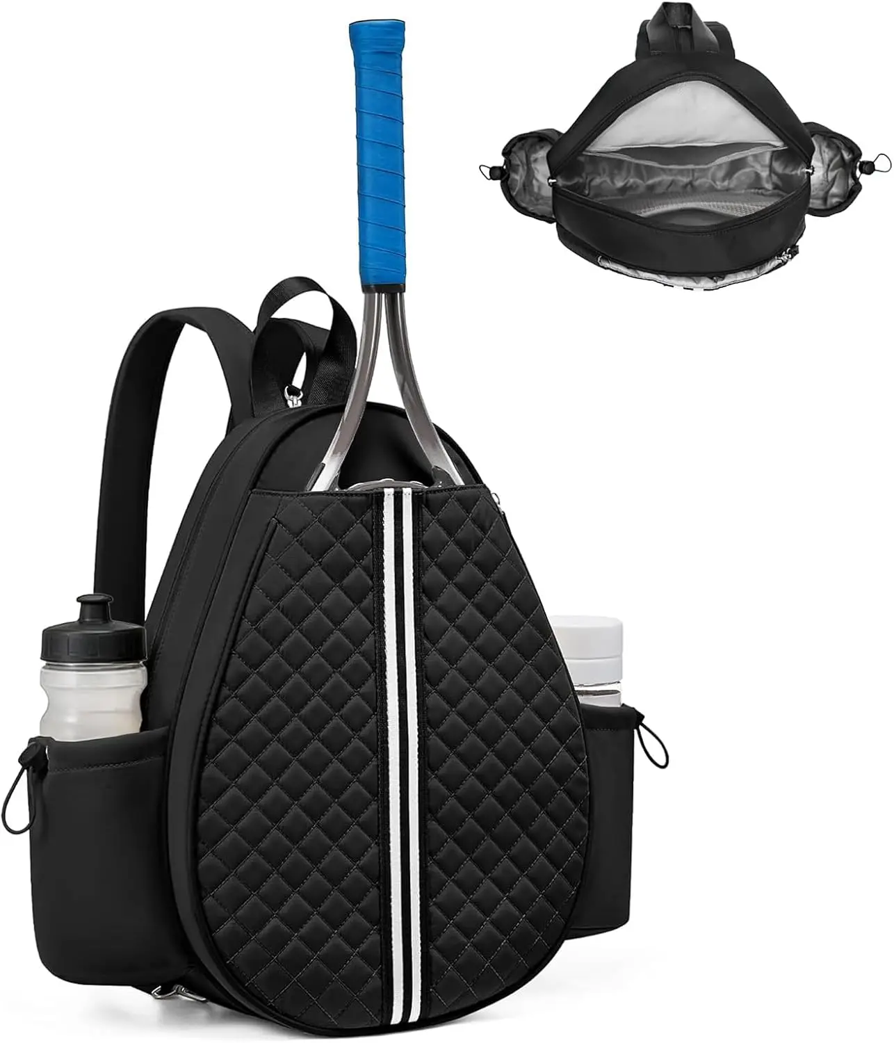 Garvee - Bolsa de Tenis, Pickleball y Bádminton, Acolchada, Tipo Bandolera, Resistente al Agua, para Raquetas y Accesorios, para Hombre y Mujer, Color Negro