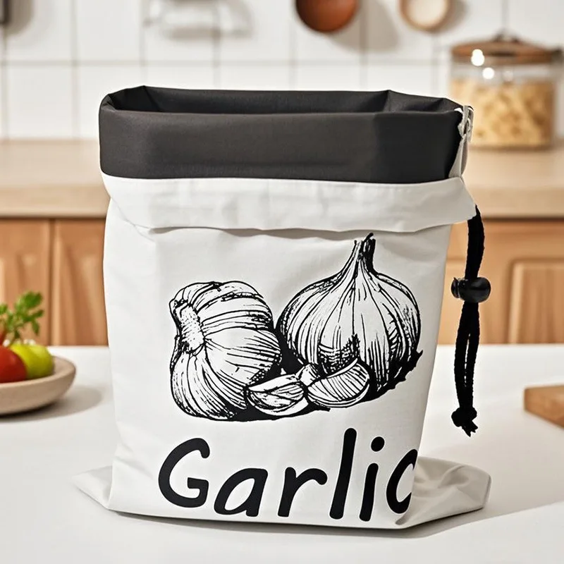 Garlic Onion Fruit Drawstring Bags with Releasing Buckle Zipper for Kitchen Vegetable Classification Storage Non-Woven Bags Drop