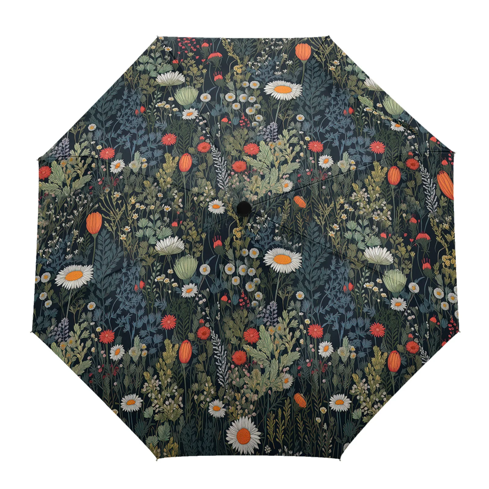 Flowers Leaves Chrysanthemums Automatic Umbrella Travel Folding Umbrella Portable Parasol Windproof Umbrellas