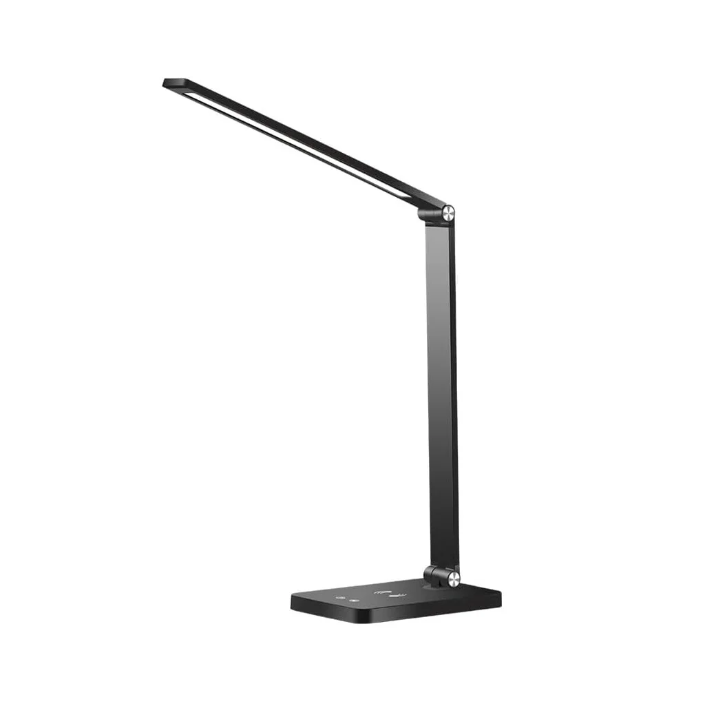 Desk Lamp for Home Office,Touch Switch, 3 Brightness Levels, 5 Color Temperatures, Wireless Charging,USB Charging Port,Black