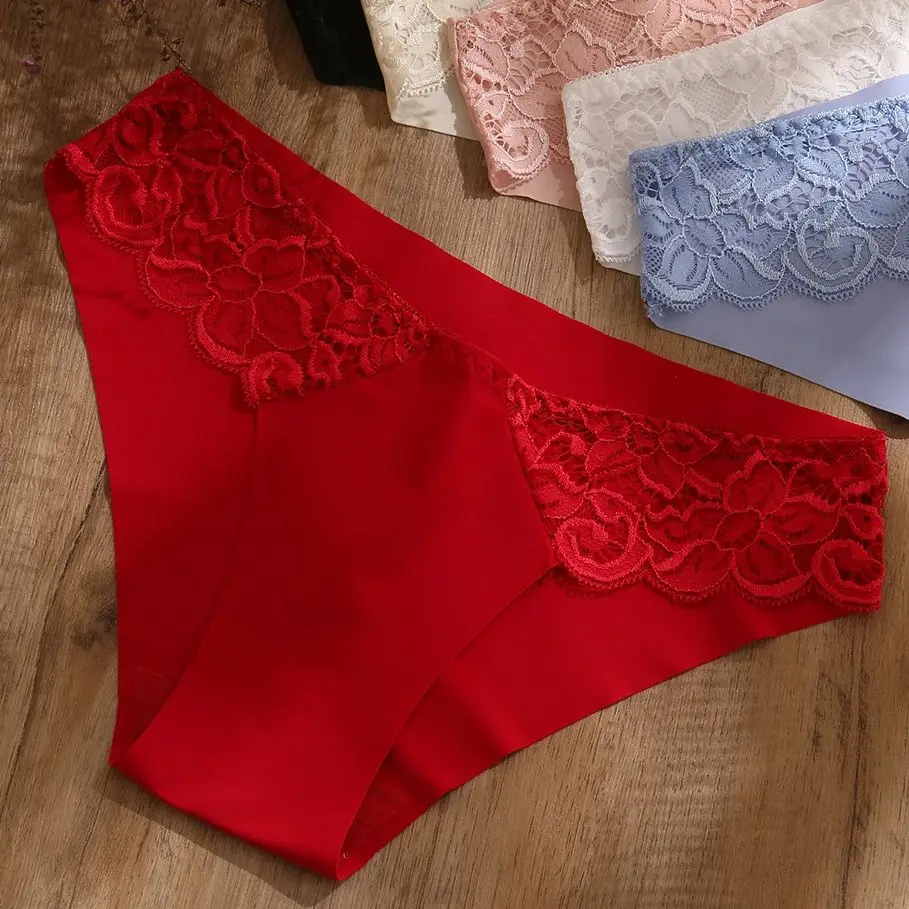 WarmSteps 3Pcs/Set Lace Woman Panties Silk New Female Underwear for Woman Seamless Solid Lingerie Panties 3Pcs Free Shipping