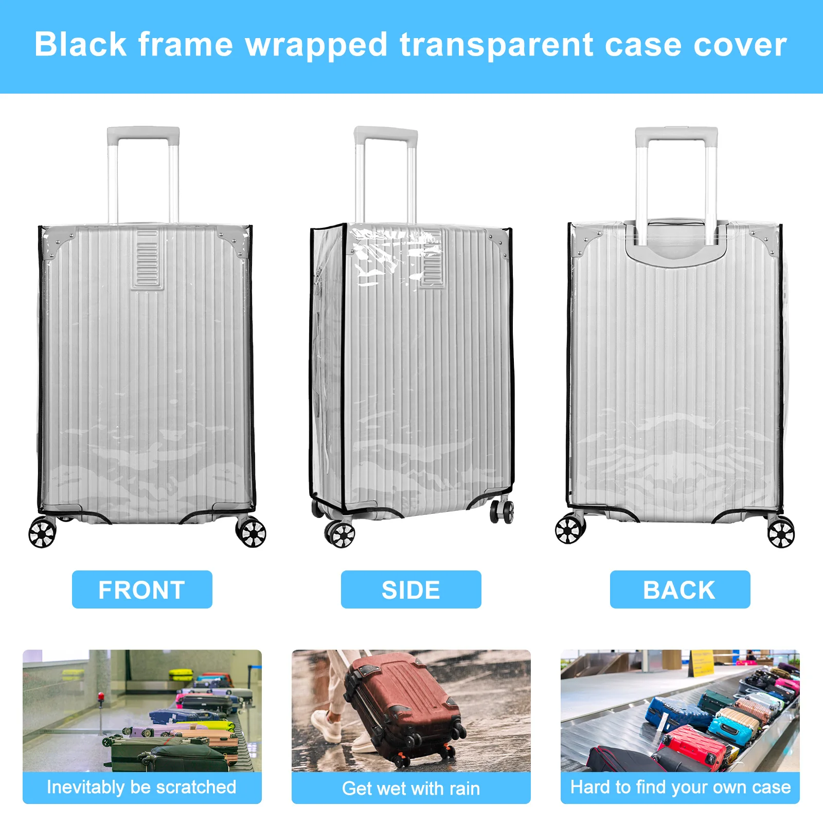 1/3 Pcs Clear Luggage Covers Waterproof PVC Luggage Protector Reusable Dustproof Full Transparent Suitcase Cover for Travelling