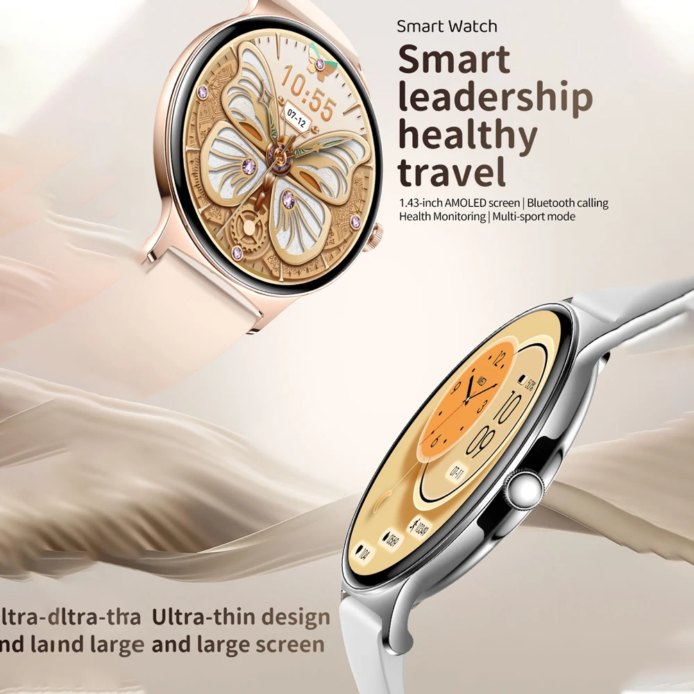 Fashion Men Women Ultrathin AMOLED Screen Smartwatch Health Heart Rate Sports Fitness Blue Tooth Call Smart Watch Waterproof