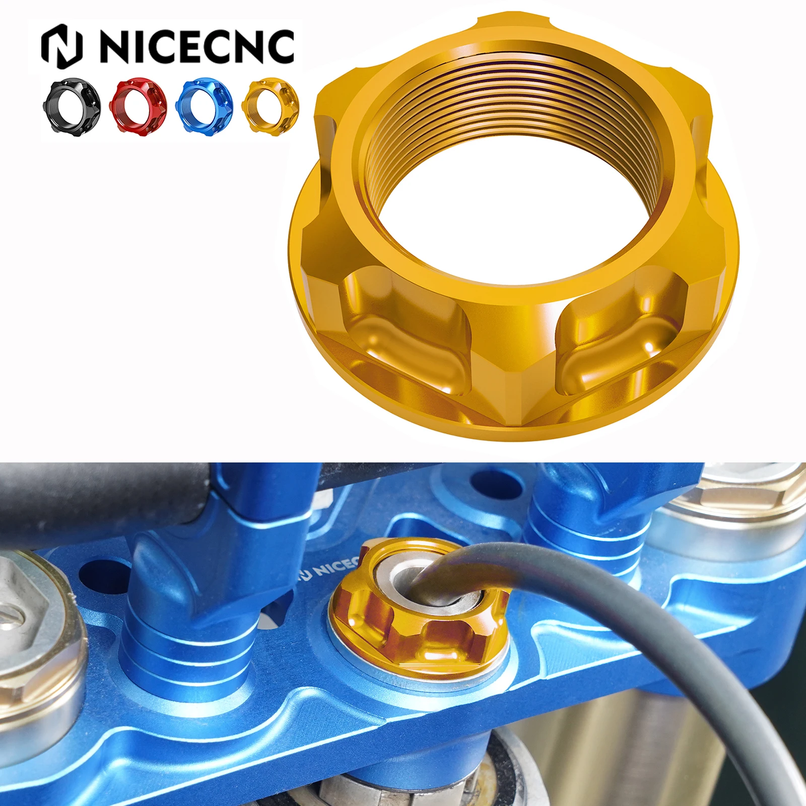 

NICECNC M24X1.0 Steering Stem Nut For Suzuki RM125 RM250 RMZ250 RMZ450 RMX450Z RM 125 250 Z250 Z450 X450Z RMZ 250 450 RMX 450Z