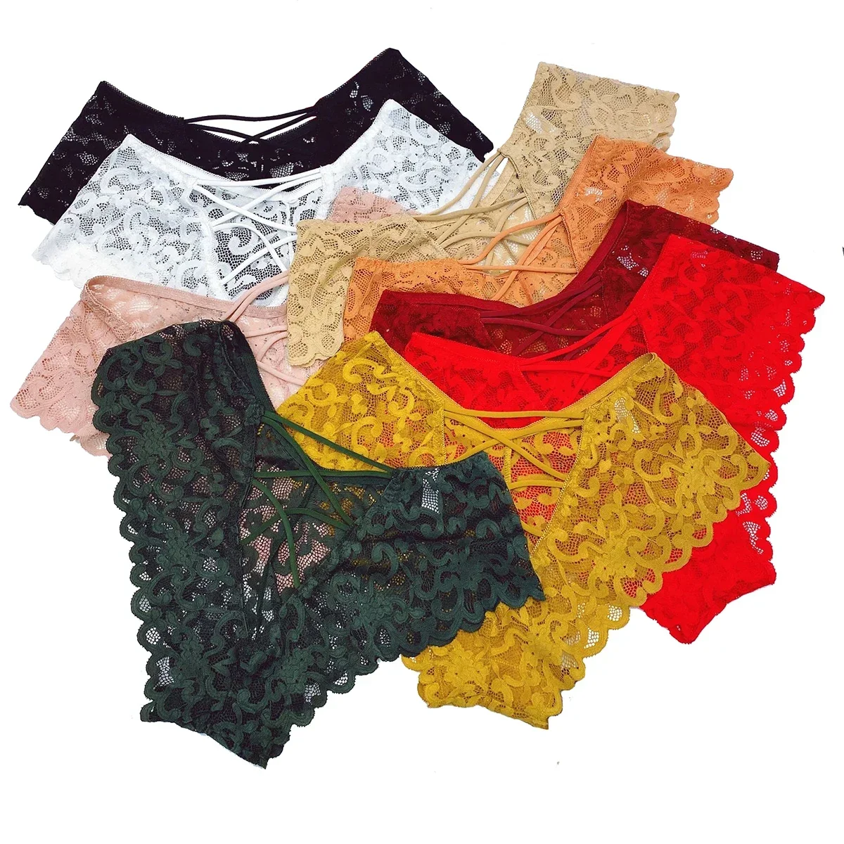 Promoción, bragas de encaje de 55-110KG para hombre, tangas caladas en la espalda de cintura baja, ropa interior para mujer, calzoncillos recortados sin costuras