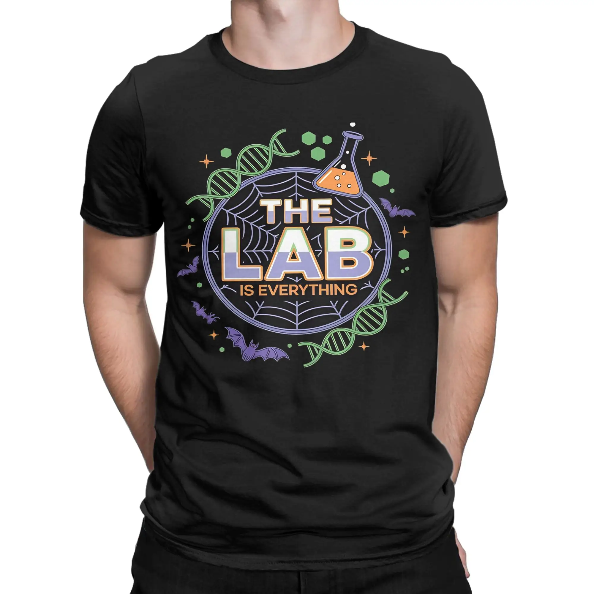 Is Everything Halloween Spooky Season Scientist Funny Graphic 100% Cotton T-Shirt Lab Week  Tops Tees For Men