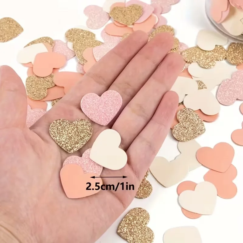 100 Stück Romantische Herzförmige Papierkonfetti für Hochzeit Brautparty Verlobungsfeier Tischdekoration – Detail 6