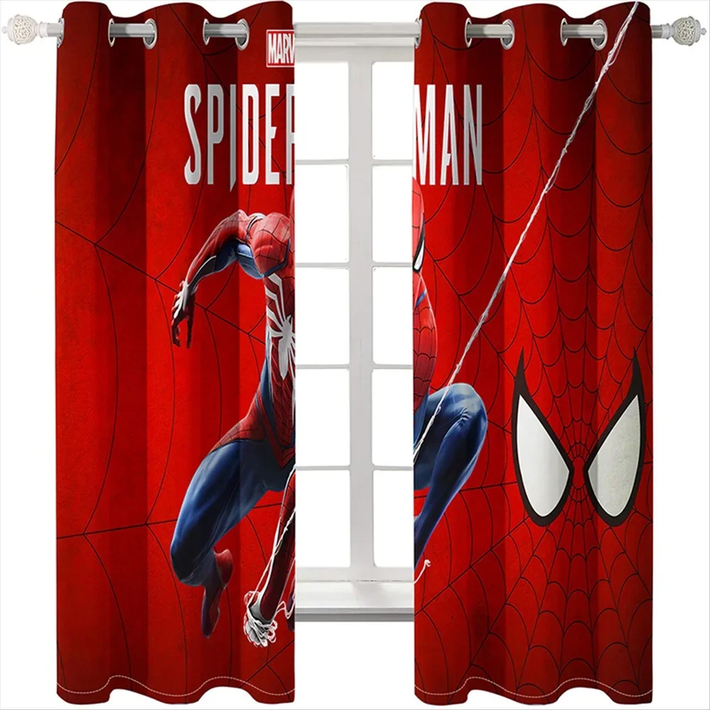 Cute Cartoon Spiderman Pattern Window Curtains Blackout Curtain for Bedroom Home Decoration Child Gift 160X184CM