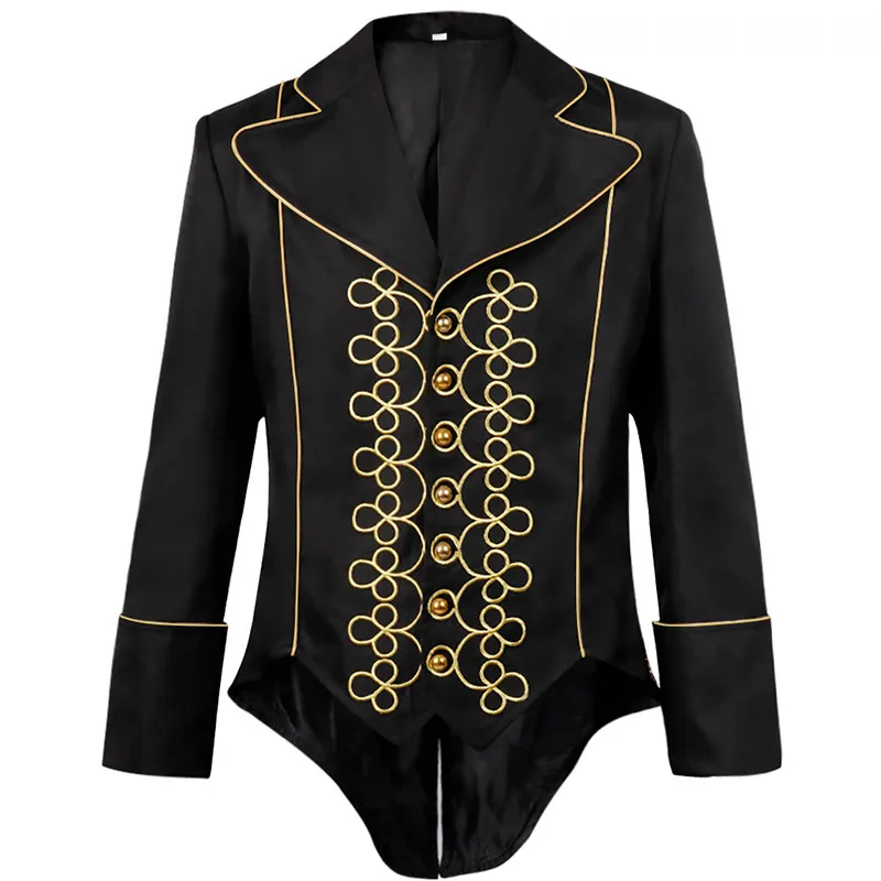 

Retro Print Short Jacket Coat Tailcoat Collar Halloween Costume Youth Dancewear Slim Fit round Neck Super Short Ultra Cool