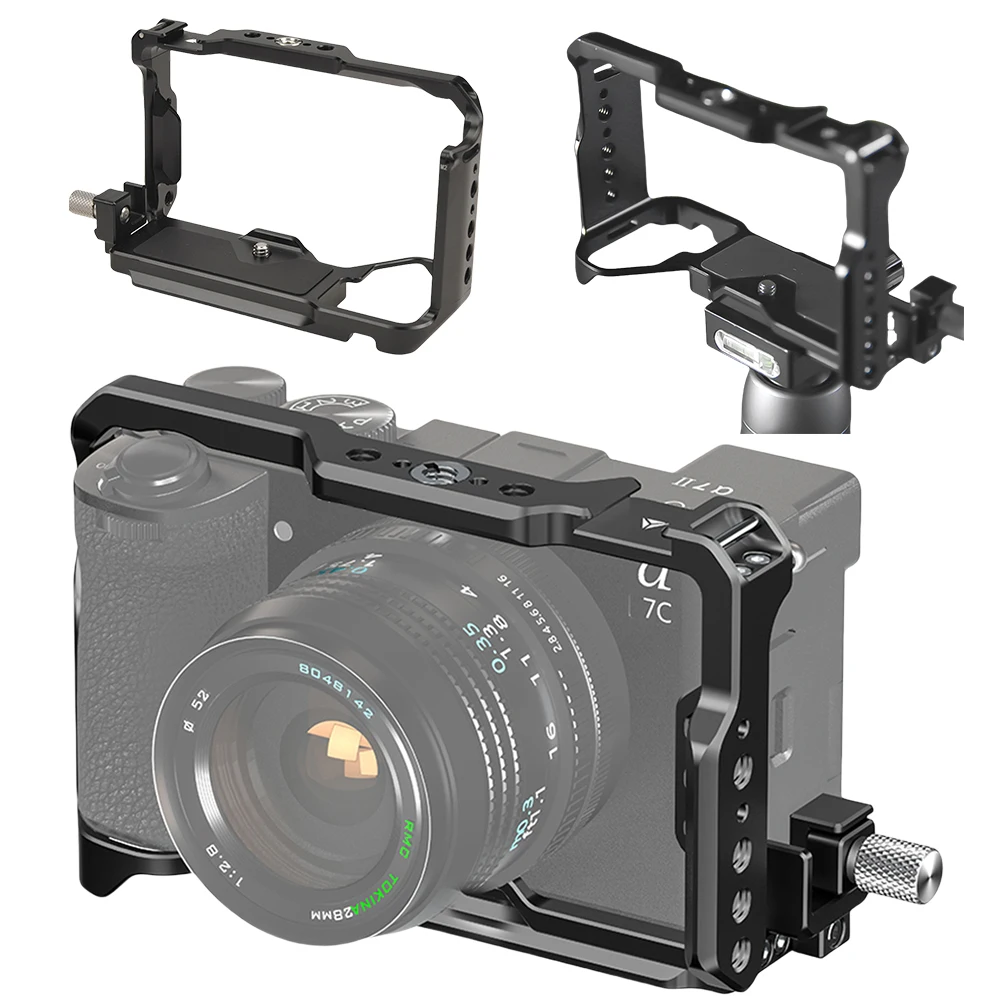

Aluminum Alloy Cage QR Base for Arca Type DSLR Camera Cage Rig Rail HDMI-Compatible Cable Clamp for Sony A7CR /A7C II DSLR