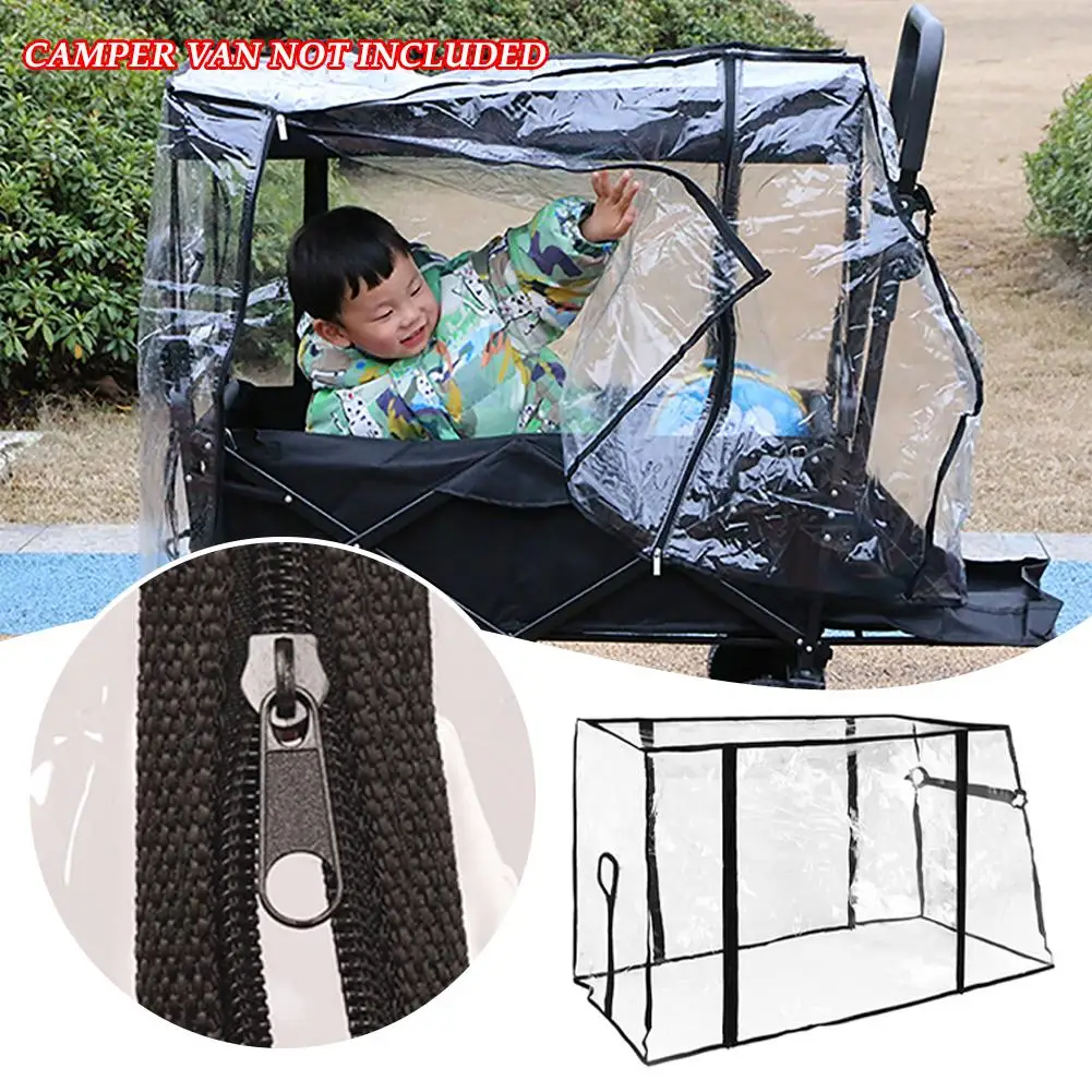 Folding Cart Rain Cover(no Cart) Camping Trolley Rain Picnic Cart Equipment Waterproof Garden Wagon Stroller Camping Cover Y5i0