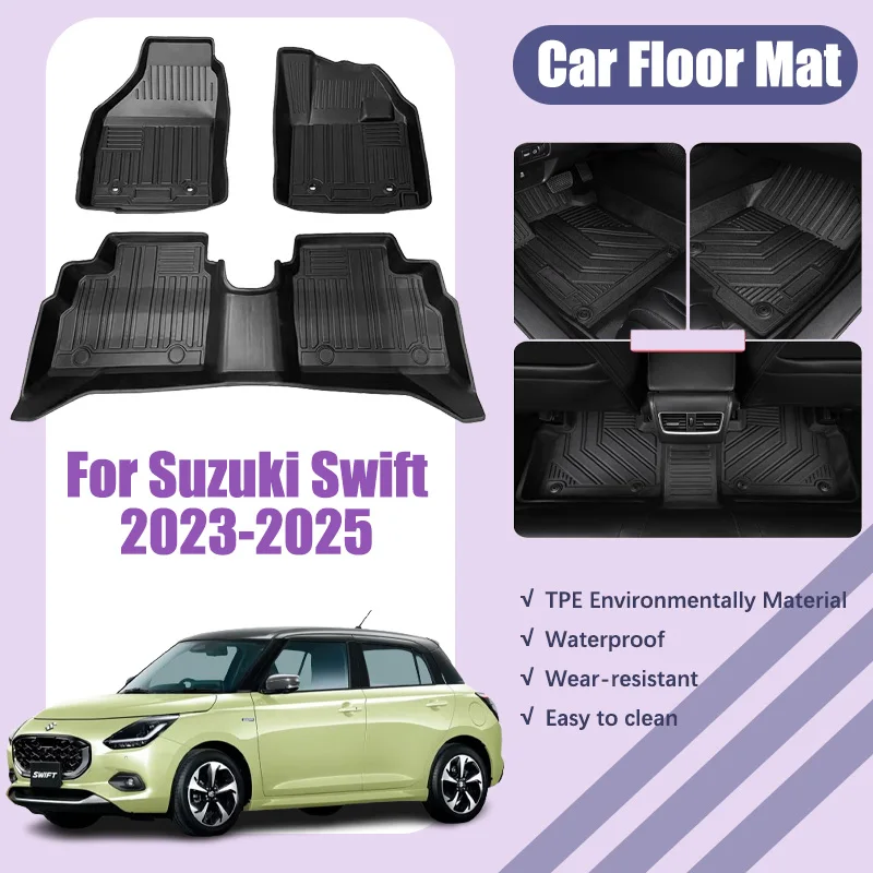 

RHD Car Floor Mats For Suzuki Swift 2023 2024 2025 TPE Black Dirt-resistant Foot Waterproof Pad Custom Liner Mat Car Accessories