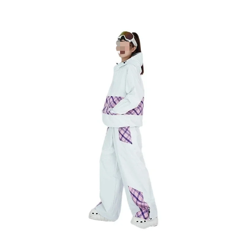 Ski suit women's velvet waterproof and snow-proof pants veneer outdoor couple ski suit equipment
