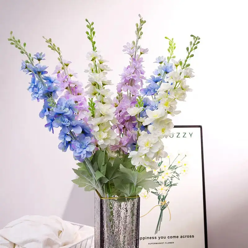 

Artificial Large Delphinium Flower Silk Hyacinth Blue Purple White Larkspur Branch