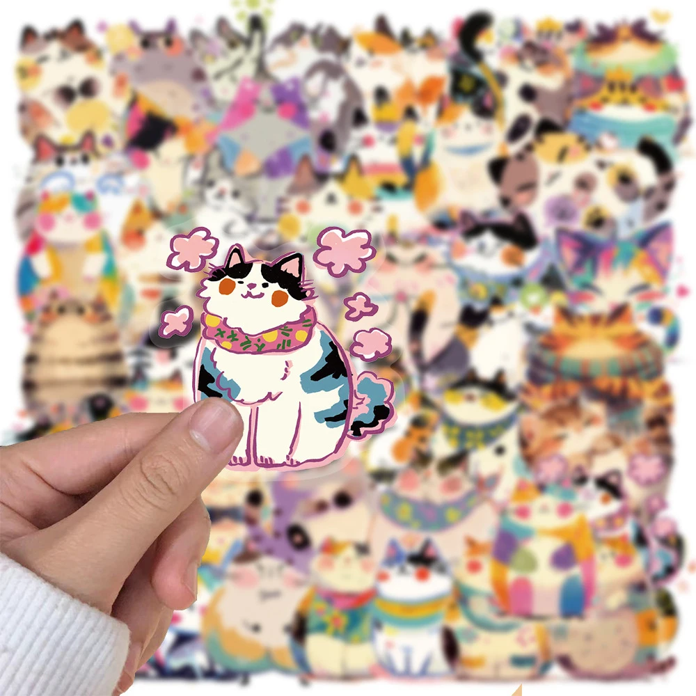 

10/30/50pcs Cute Creative Colorful Cat Graffiti Stickers Kawaii Cartoon Decals DIY Notebook Guitar Bike Phone Sticker Decoration