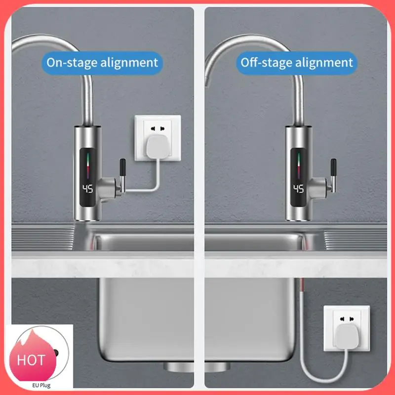 HOT-1 Piece Electric Kitchen Water Heater Tap Instant Hot Stainless Steel Water Faucet EU Plug,C