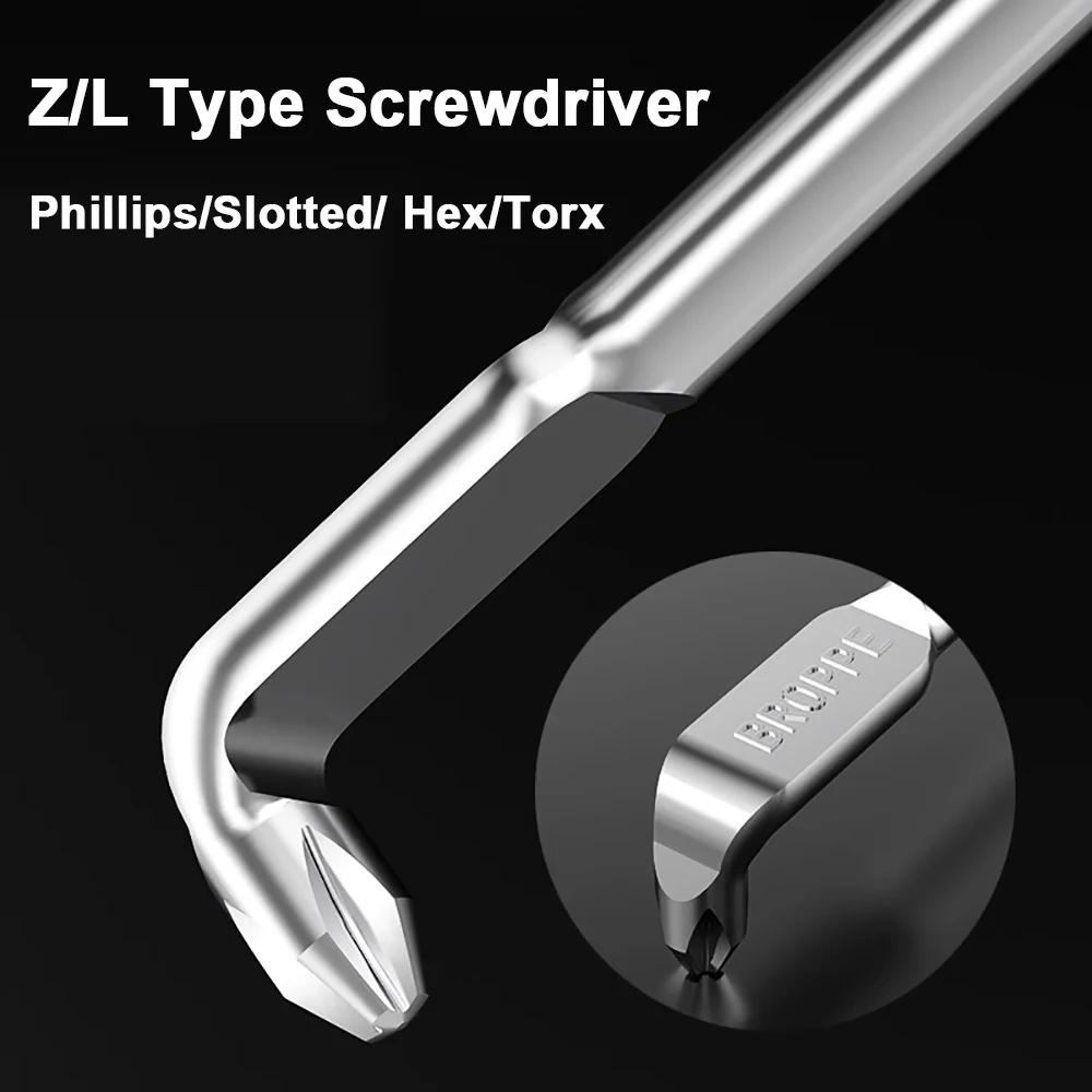 

Lengthened Screwdriver Bit Phillips/Slotted/ Hex/Torx 90-Degree Right Angle Elbow Magnetic Z/L Type Screwdriver