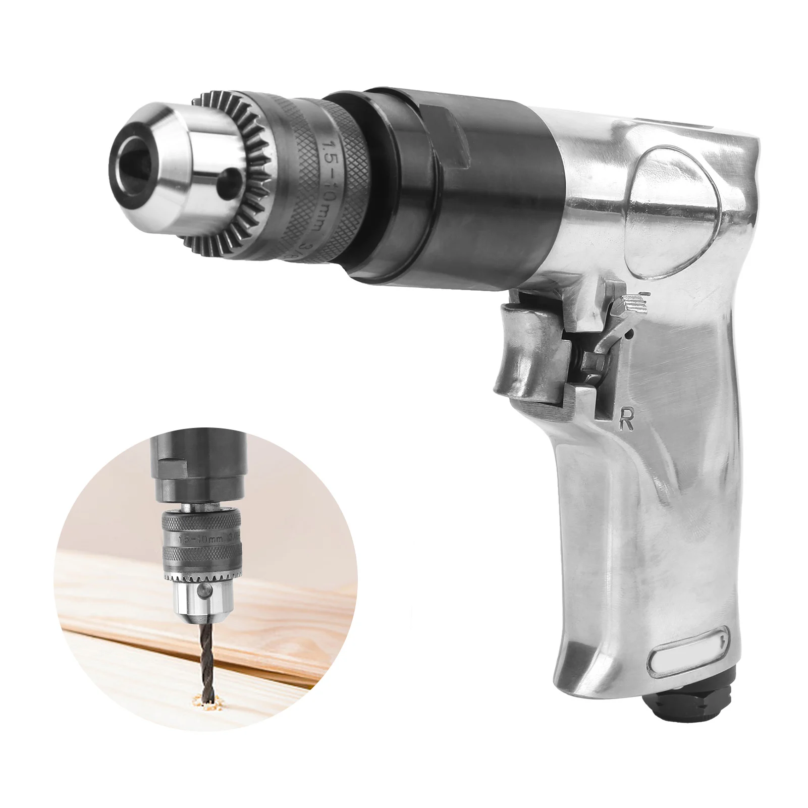 Air Drill 3/8 Inch 2000rpm Variable Speed Forward Reverse Adjustable Strong Bearing Handheld Pneumatic Drill Pneumatic Drill