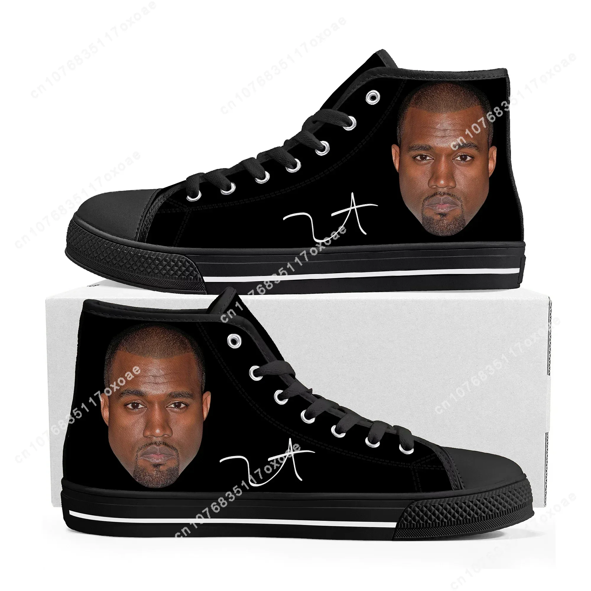 Kanye West Rapper High Top Sneakers Mens Womens High Quality Canvas Sneaker couple Casual Shoe Customize Shoes
