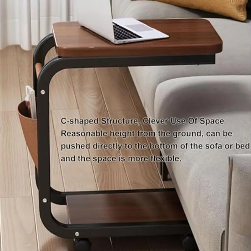C Shaped End Table Small Side Table For Living Room Double Layer Movable Side Table For Sofas Living Rooms Bedside Areas image 2