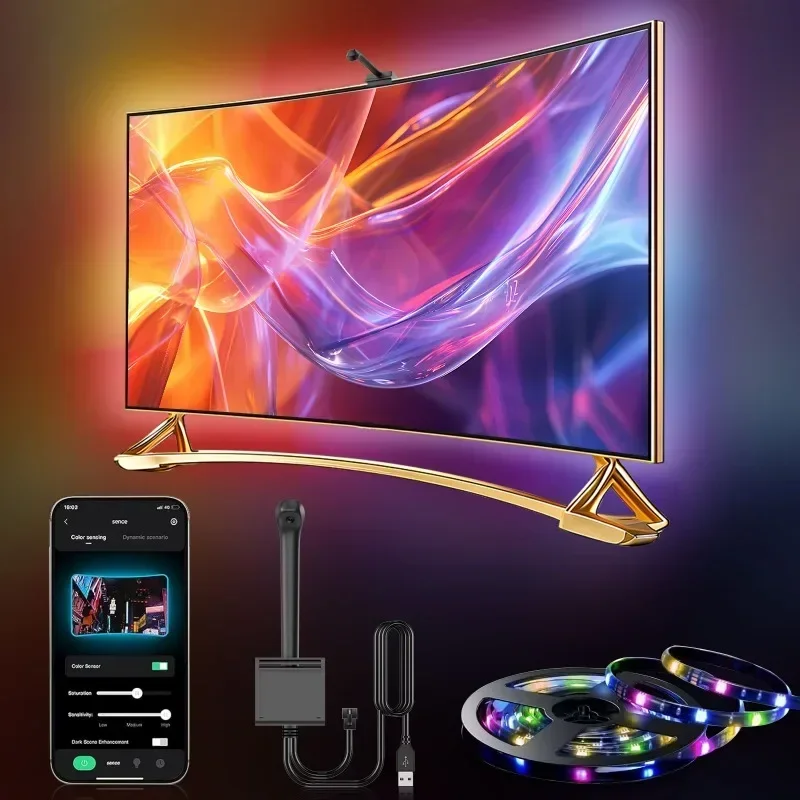 

Smart Ambient Tv Led Backlight with Camera RGBIC Usb Led Light Strip Tv Screen Synchronization App Lighting Decoration